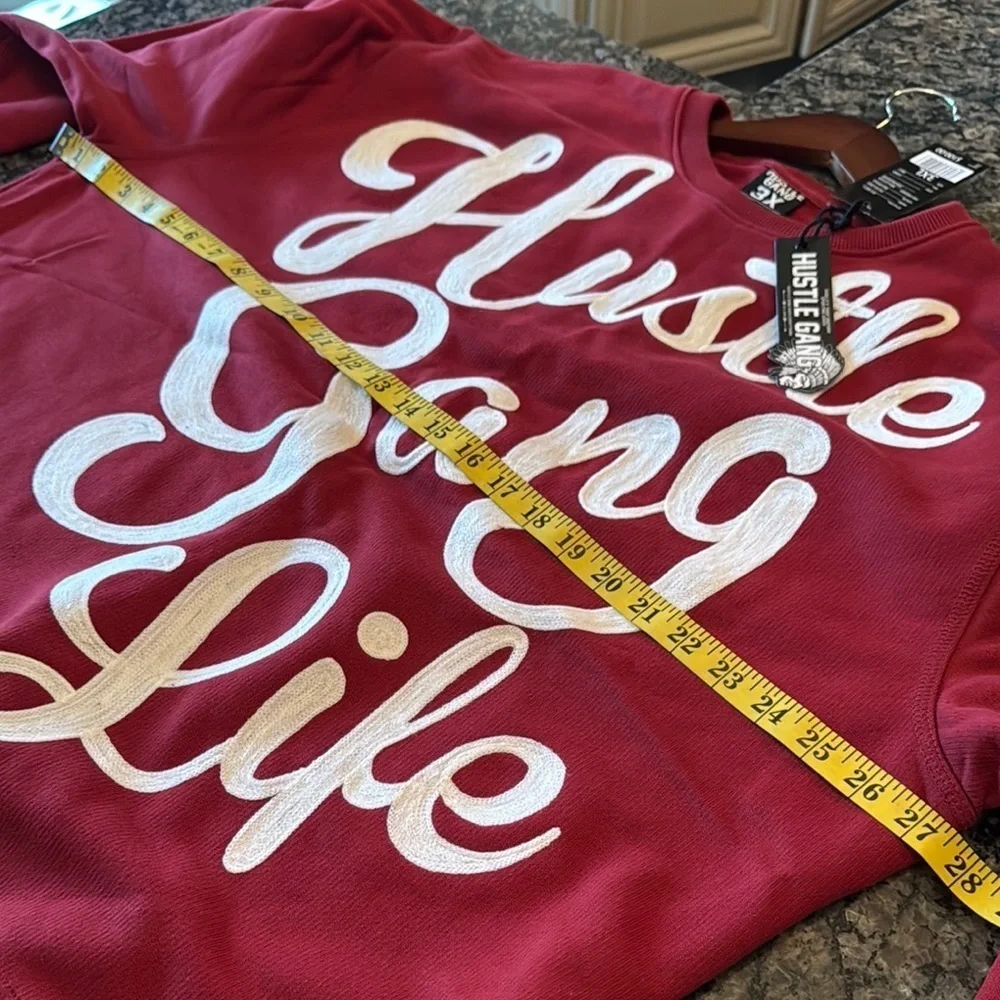 Hustle Gang Life red crew neck Sweatshirt NWT 3XL